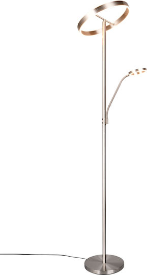 Trio Lighting Willis LED Floor Lamp H180xW40cm. with Adjustable White Light 5150lm Silver