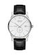 Ceas Barbati 41mm cu Baterie cu Curea din Piele Argintie