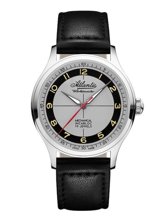 Ceas Bărbătesc 39mm Baterie cu Neagră Curea din Piele