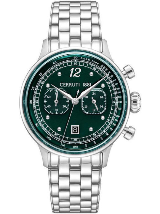 Cerruti Dervio Ανδρικό Ρολόι Χρονογράφος Μπαταρίας με Ασημί Μεταλλικό Μπρασελέ