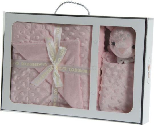Gamberritos Kids Blanket Nursery Swaddling Blankets Velvet Pink with Animal Pink 80x110cm
