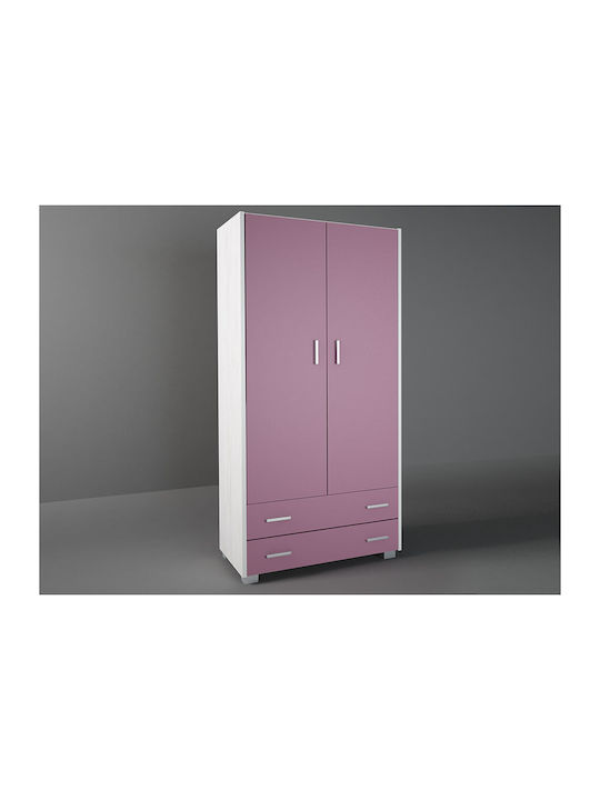 Zwei Türen Schrank mit 2 Schubladen Rosa 85x50x180cm