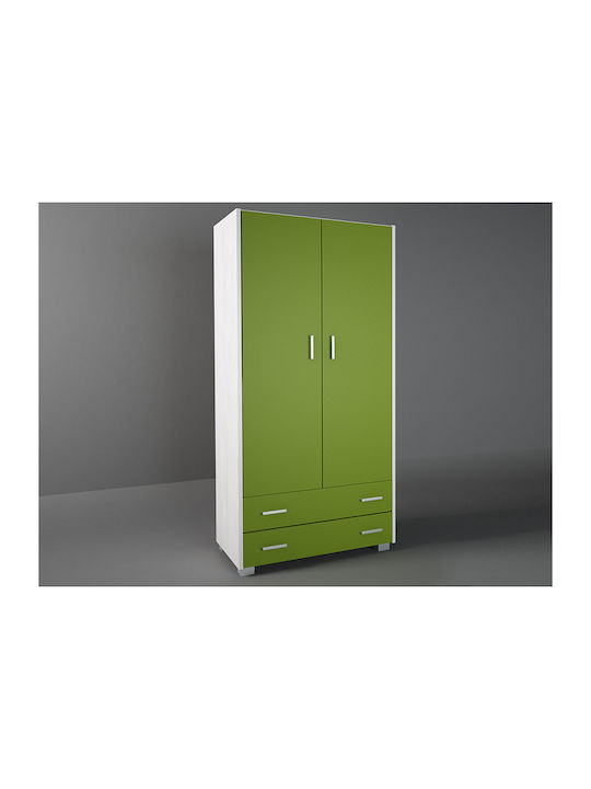 Δίφυλλη Ντουλάπα με 2 Συρτάρια Πράσινη 85x50x180cm