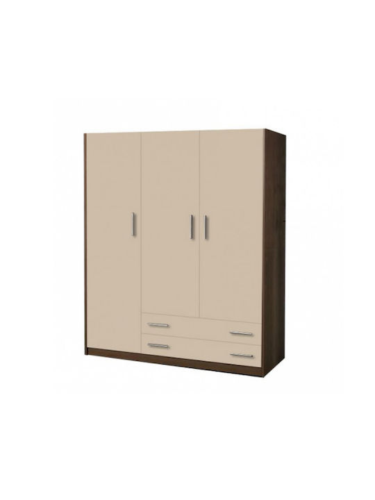 Τρίφυλλη Ντουλάπα με 2 Συρτάρια Εκρού 110x50x180cm Τρίφυλλη Ντουλάπα με 2 Συρτάρια Εκρού 110x50x180cm