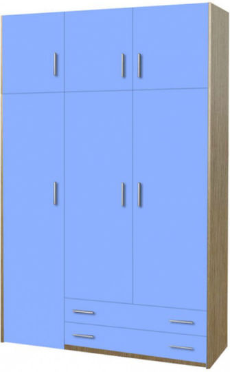 Three Door Wardrobe Blue 50x50x240cm