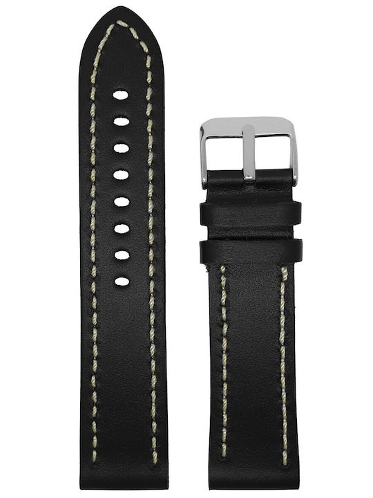 VStraps Lederriemen Schwarz 24mm