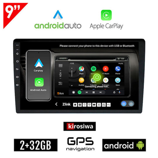 Ηχοσύστημα Αυτοκινήτου 2DIN (Bluetooth/USB/WiFi/GPS/Apple-Carplay/Android-Auto) με Οθόνη Αφής 9"