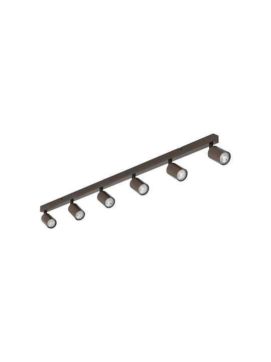 TK Lighting Σποτ με 6 Φώτα και με Ντουί GU10 σε Καφέ Χρώμα