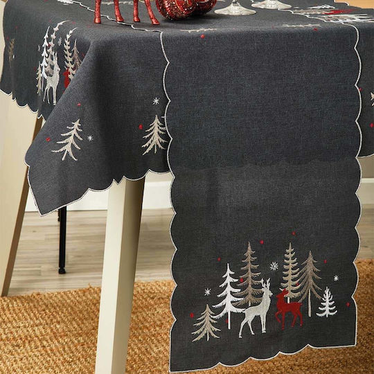 Whitegg Christmas Tablecloth Runner Fabric Gray L40xW175cm.