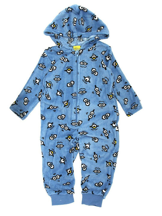 Minions Παιδική Πιτζάμα Ολόσωμη Χειμωνιάτικη Fleece Coral, Blue