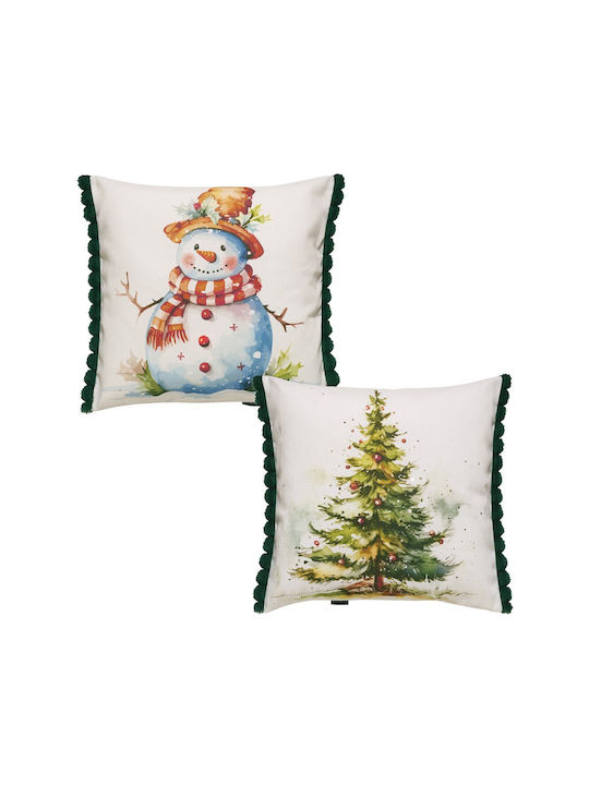 Kentia Christmas Decorative Square Pillowcase White 50x50cm 2pcs