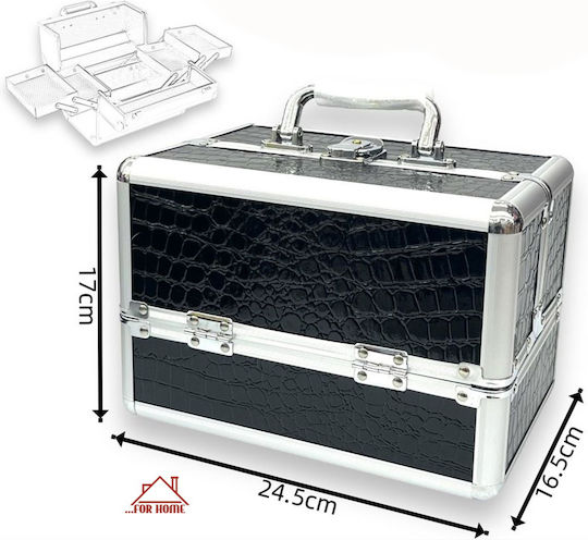 ForHome Metalic Geantă cosmetică Negru Înălțime: 17 cm x Lățime: 24.5 cm x Adâncime: 16.5 cm