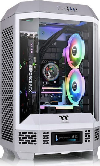 Thermaltake The Tower 300 Gaming Mikro-Turm Computergehäuse mit Seitenfenster und RGB-Beleuchtung Limestone