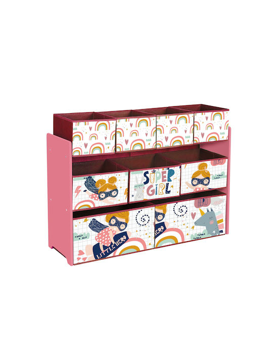 Система за съхранение на играчки Розов 92x30x60см 1бр