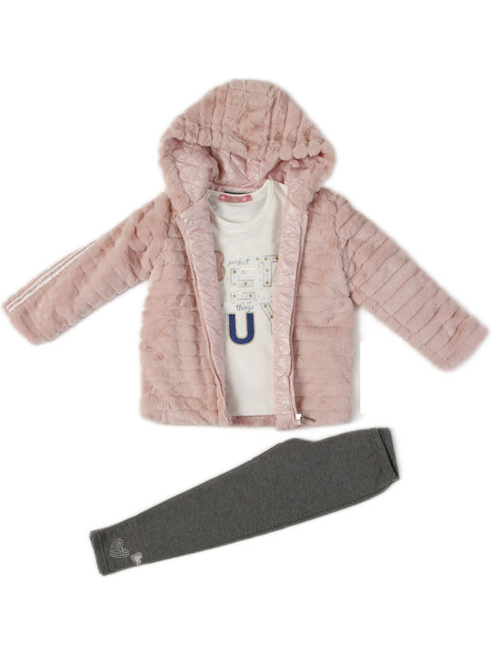 Kinder-Set mit Leggings & Jacke Winter 3Stück Rosa