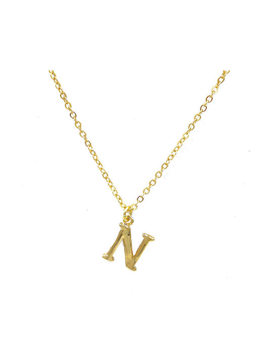 Fhs Jewlery Monogramă "Ν" din Placat cu aur Oțel