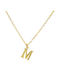 Fhs Jewlery Κολιέ Μονόγραμμα "Μ" από Επιχρυσωμένο Ατσάλι
