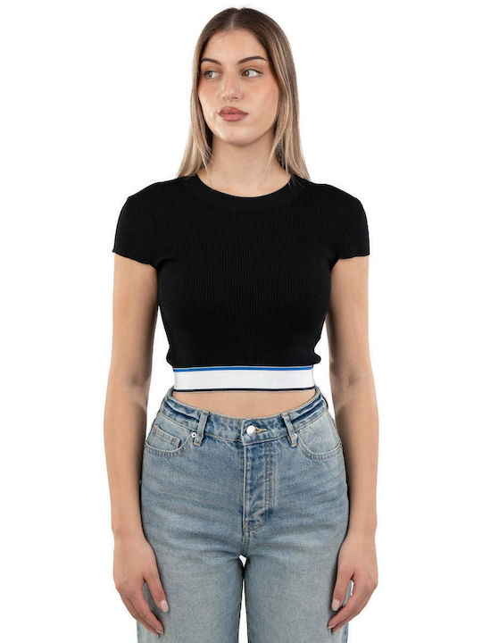 Women's Crop Top Short Sleeve Black