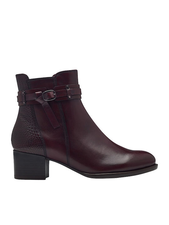 Leather Women's Ankle Boots Burgundy