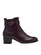 Leather Women's Ankle Boots Burgundy