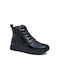 Leder Stiefeletten Damen Schwarz
