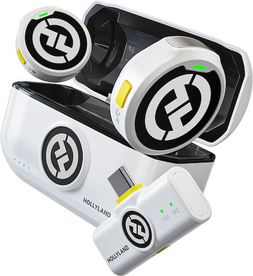 Hollyland Lark M2 Wireless Microfon Πέτου, Clip On pentru Mobil în Culoarea White