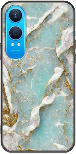 Cracked Marble Light Blue Gold Oneplus Nord Ce4 Lite 5g Black Tpu Μαύρη Σιλικόνη