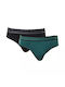 Men's Slips Black/Green 2Pack