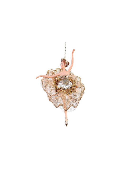 Hanging Ballerina Ornament Polyresin Gold Plan 1