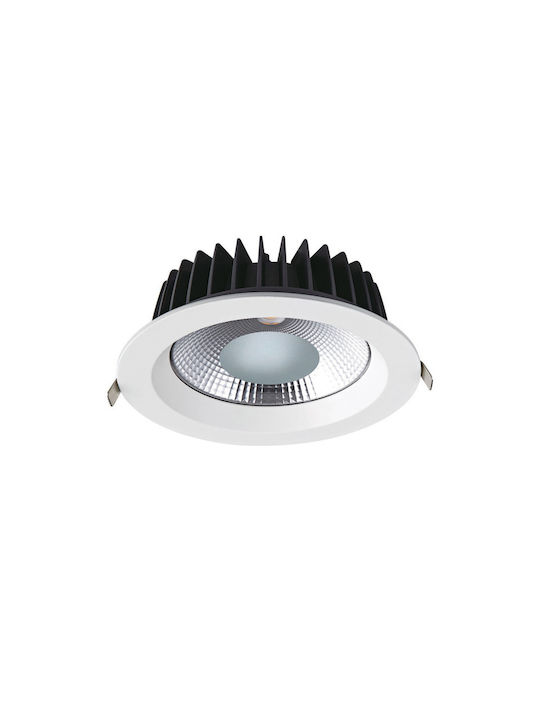 Aca Round Metallic Recessed Spot with Integrated LED and Cool White Light White 14x14cm. 1pcs