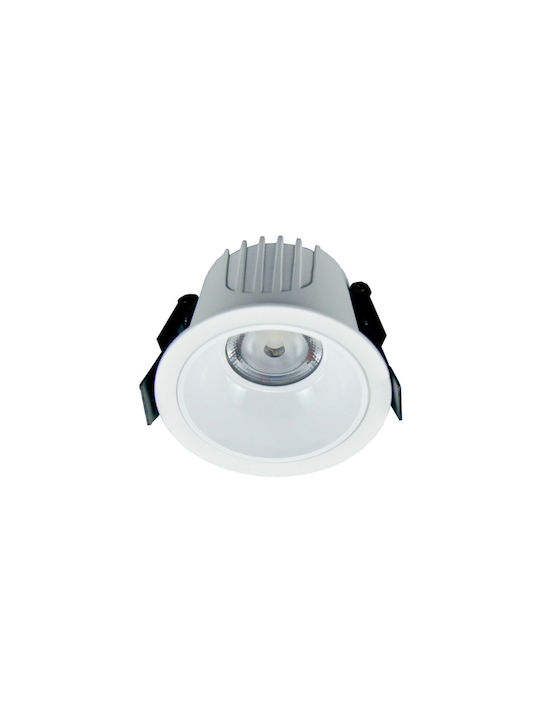 Aca Кръгла Металик Вграден Спот с Вградено LED Бял 10.7x10.7см. 1бр