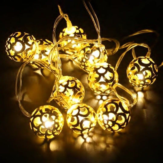 10 Lights LED 1m. Warm White Battery in String 1pcs