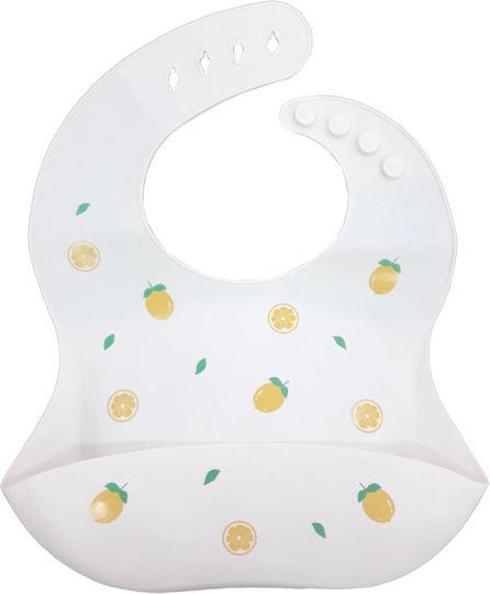 Beboulino Waterproof Bib Silicone with Pocket Ecru Lemon