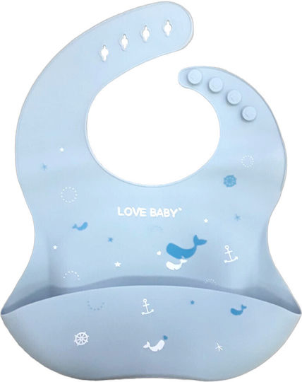 Beboulino Waterproof Bib Silicone with Pocket Light Blue