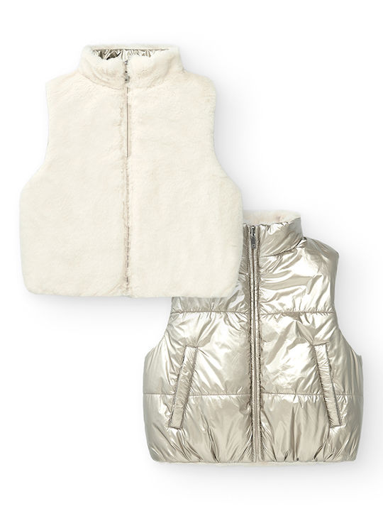 Kids' Casual Jacket Sleeveless Short Double Sided Silver