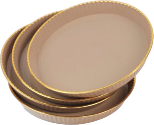 Set 4 Gentle Puff Round Trays Serving Appetizers Sweets Candies 15 Cm Brown