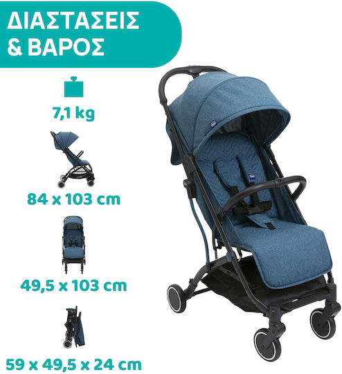 Chicco Trolley Me Baby Stroller Suitable for Newborn Calypso Blue 7.1kg