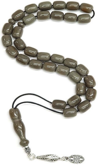 Roloi Komboloi Mastic Worry Beads with 33 Beads Gray 33cm