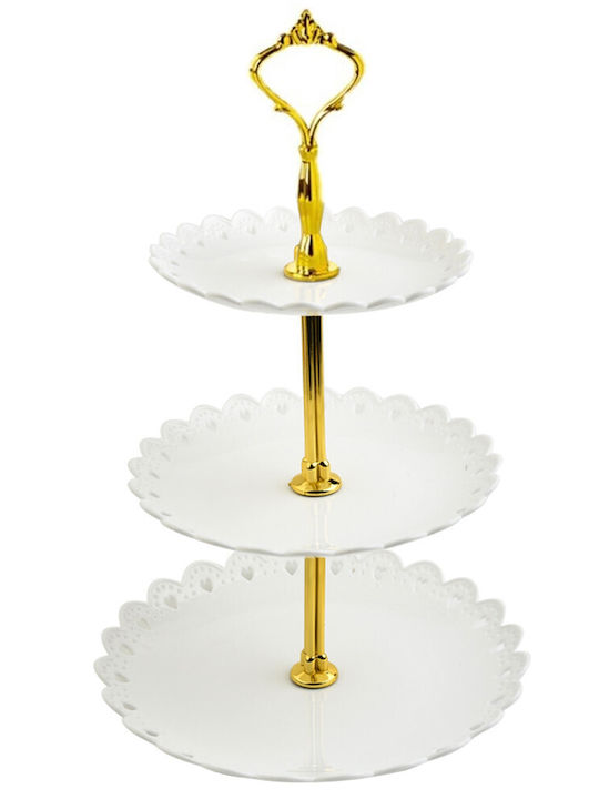 3-tiered Puffo Cookies Fruit Stand Cakes Desserts Fruits Appetizers 34 X 27 Cm White