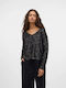 Damen Langarm Pullover mit V-Ausschnitt Black