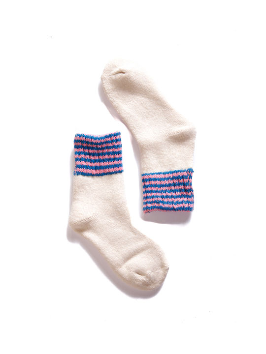 Women's Wool Socks Striped Ecru