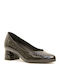 Leder Pumps mit flachem Absatz Schwarz