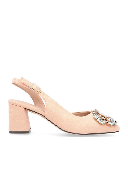 Γόβες με Λουράκι & Μεσαίο Τακούνι Ροζ