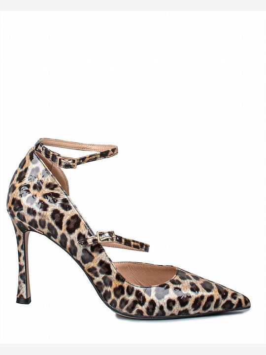 Mourtzi Brown Heels Animal Print