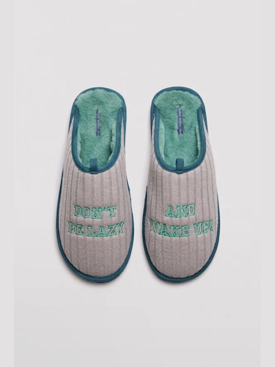Men's Slippers with Fur Blue