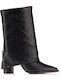 Leather Women's Boots with Zipper Black