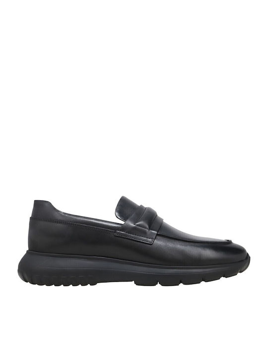 Καλογήρου Δερμάτινα Ανδρικά Loafers σε Μαύρο Χρώμα