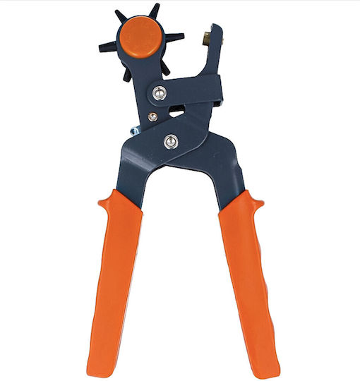 Pufo Rotating Hole Punch Pliers 6 Heads Punching Belts Orange Black