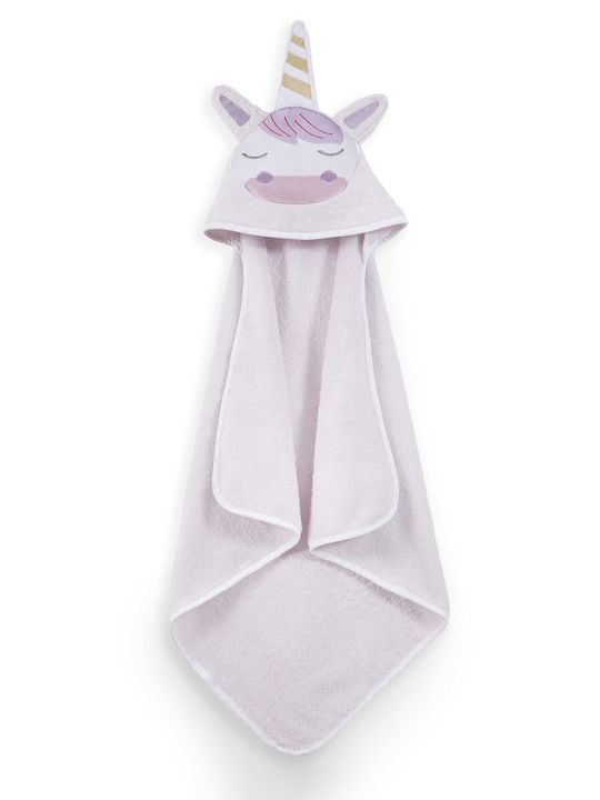 Nima Baby Bath Towel-Bathrobe Hooded Magical Unicorn Lilac 75x75cm