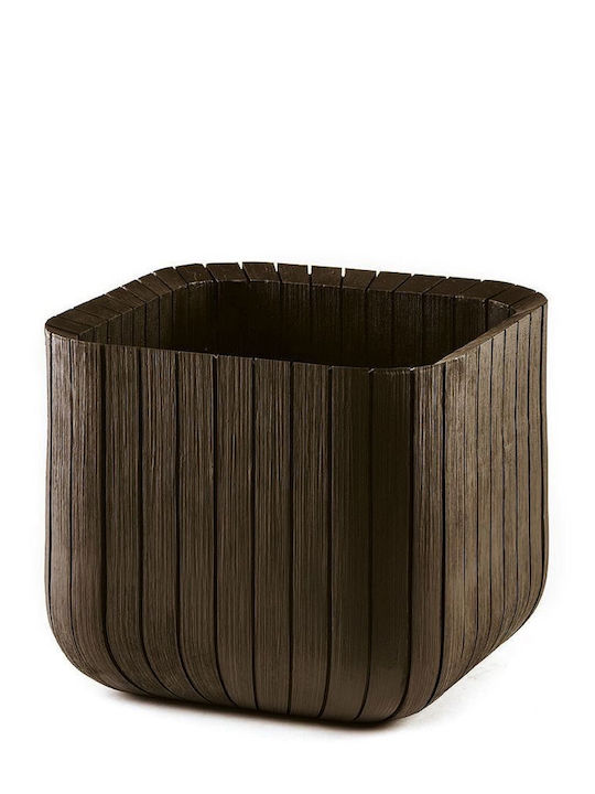 Flower Pot Cube Planter M Brown